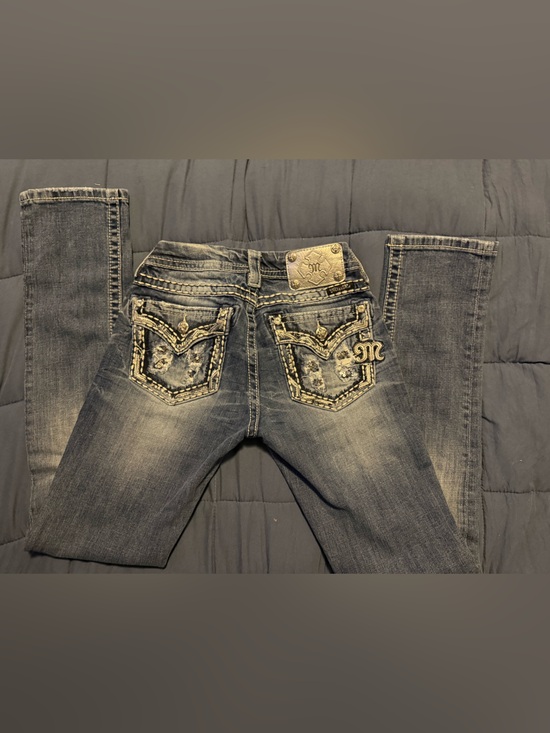 Miss Me Denim - Miss Me Dark Wash Denim Jeans with Embroidered Waistband